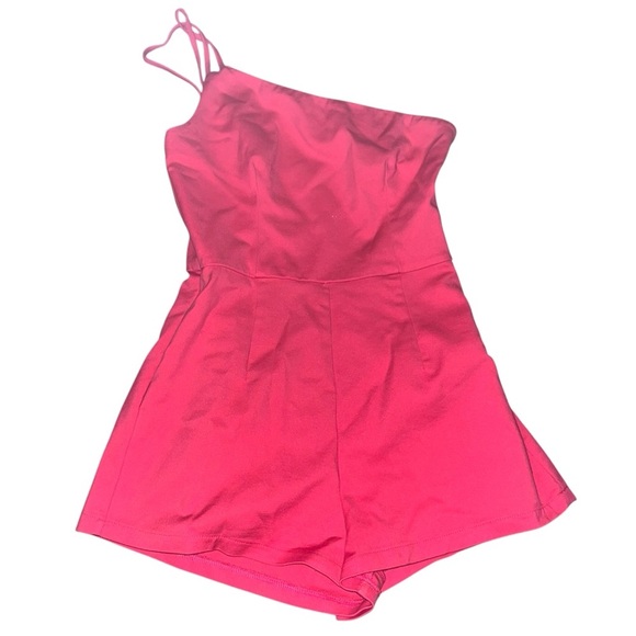 Superdown Revolve Ramona Double Strap One Shoulder Romper in Pink Size Small - Picture 2 of 3